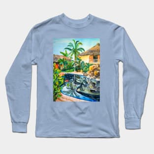 Mexican Poolside at Dawn Long Sleeve T-Shirt